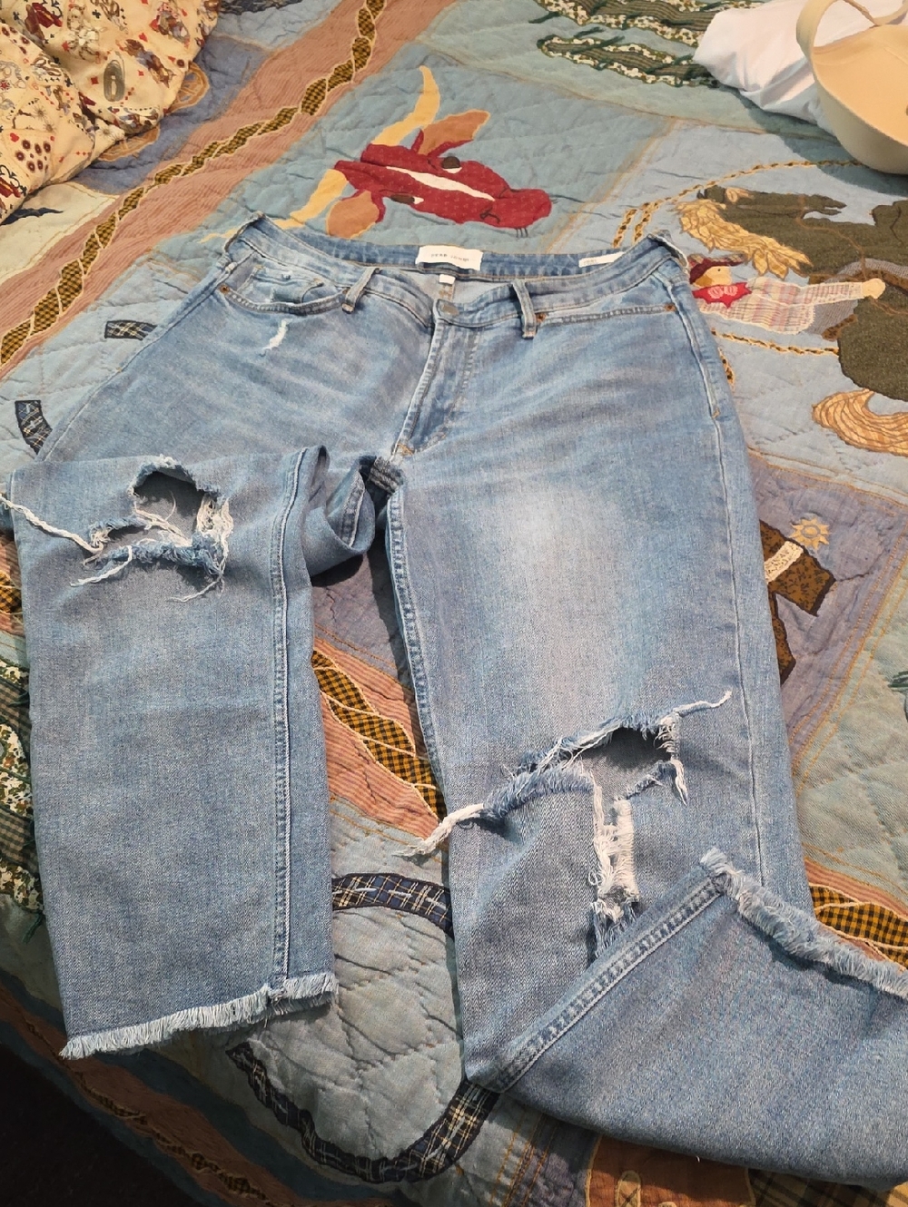 Dear John Jodi Straight Light Blue Distressed Jeans Size 30 x 27 Inseam